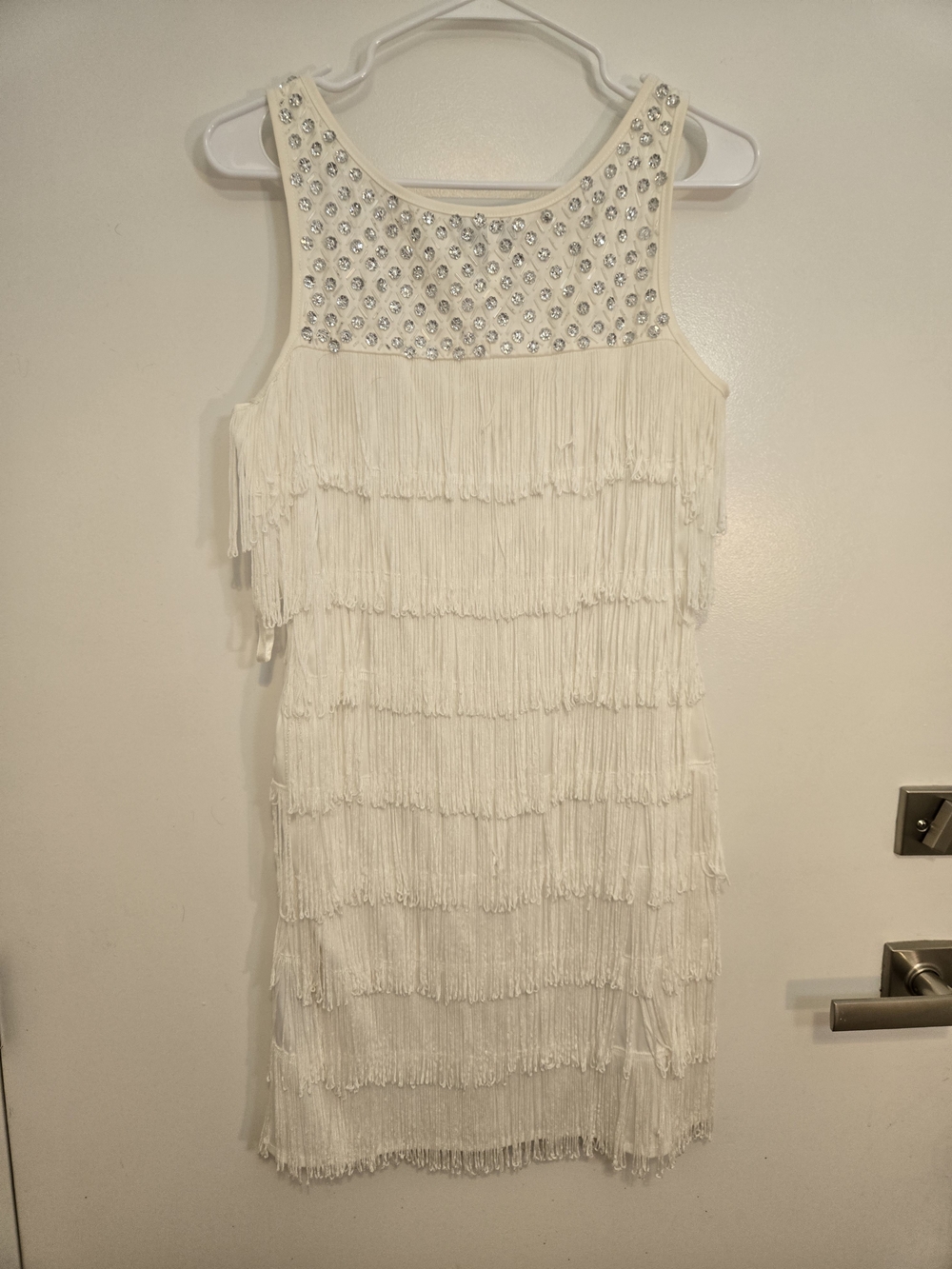 le chateau Ivory Beaded Fringed Cocktail Dress - Picture 4 of 11